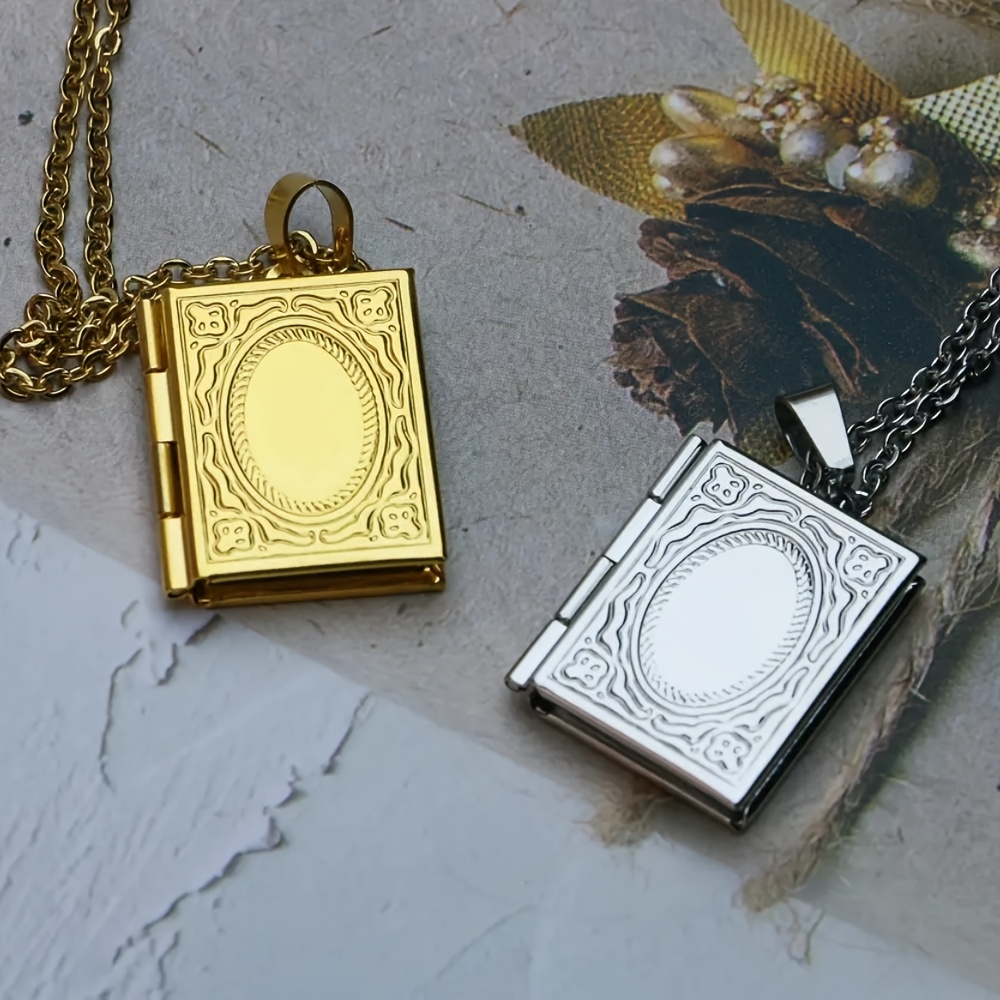 Customized Photo Book-Style Locket Necklace — Personalized Gift